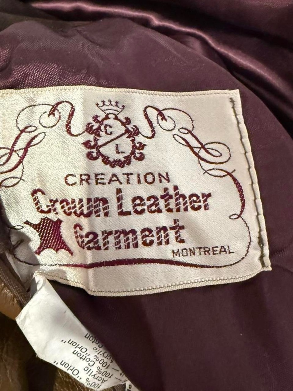 Vintage 70s Crown Leather Garment Double Breasted Leather Trench Coat - Picture 5 of 8